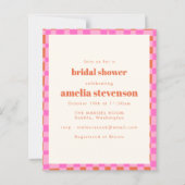 Budget Checker Pink Orange Bridal Shower Invite (正面)