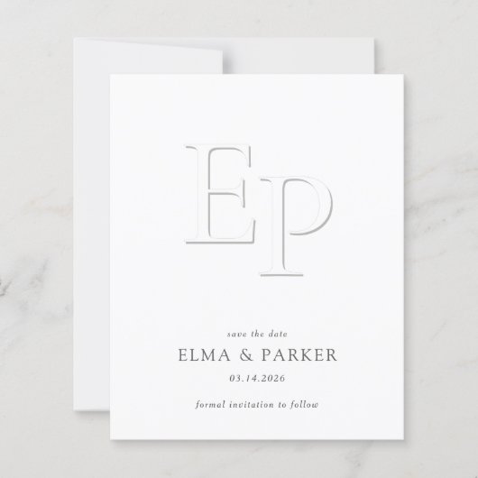 BUDGET Chic Embossed Look Wedding Save the date (正面)