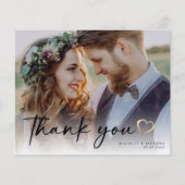 BUDGET Chic Script結婚の写真サンキューカード (正面)