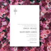 Budget Christian Monogrammed Cross Modern Minimal 招待状