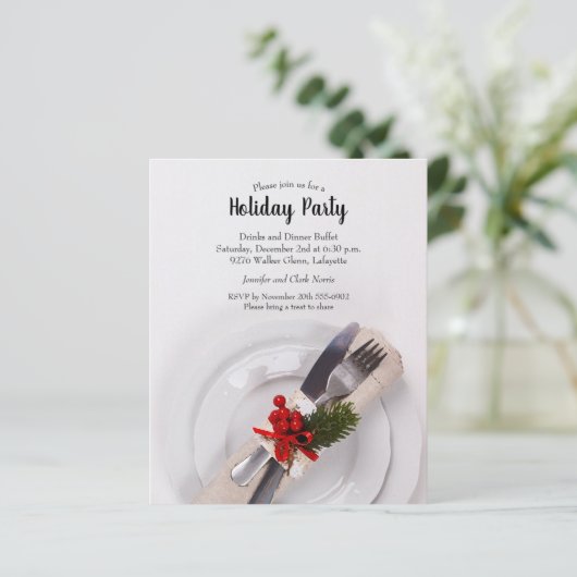 Budget Christmas Dinner Plate Holiday Invitations (スタンド正面)