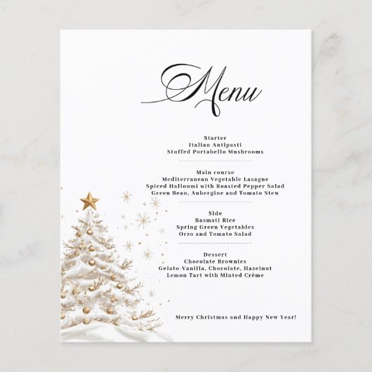 Budget Christmas Tree Menu Card Paper Sheet (正面)