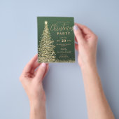Budget Christmas Tree Party Green Holiday Invite チラシ (手)