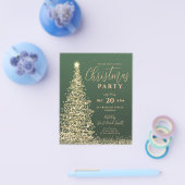 Budget Christmas Tree Party Green Holiday Invite チラシ (シングル)