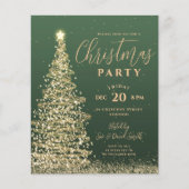 Budget Christmas Tree Party Green Holiday Invite チラシ (正面)