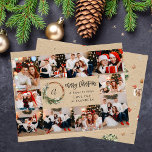 Budget Christmas Wreath Rustic 10 Multi Photo<br><div class="desc">** SATIN PAPER IS PAPER THIN. UPGRADE THE PAPER FOR A THICKER, CARD PAPER. HAS AN OPTION FOR ENVELOPES. *** Save money on invitations with this smaller invitation that has an option for envelopes. Send some holiday cheer & an engagement announcement with your Christmas Wreath Rustic 10 Multi Photo Cards....</div>