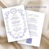 Budget classic blue all in one wedding invitation チラシ