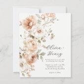 Budget Classic Elegant Floral Wedding Invitation (正面)
