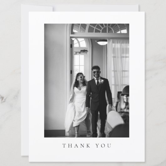 Budget Classic Formal Wedding Photo Thank You Card (正面)