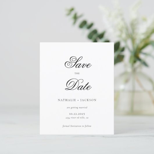 BUDGET Classic Script Photo Wedding Save the Date (スタンド正面)