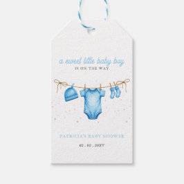 Budget Clothesline Blue Boy Baby Shower invitation ギフトタグ