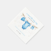 Budget Clothesline Blue Boy Baby Shower invitation スタンダードカクテルナプキン (角)