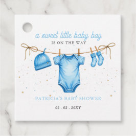 Budget Clothesline Blue Boy Baby Shower invitation フェイバータグ