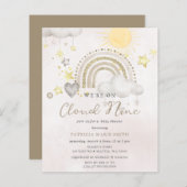 Budget Cloud Nine Boho Baby Shower Invitation (正面/裏面)