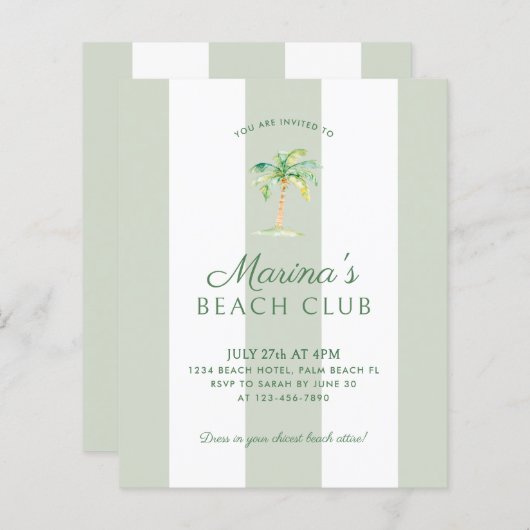 BUDGET Coastal Green Stripes Beach Club Birthday (正面/裏面)