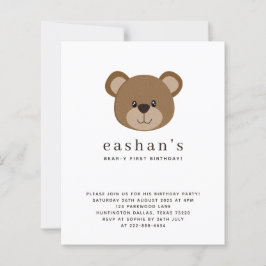 Budget Cute Bear-y First Birthday Photo Invitation