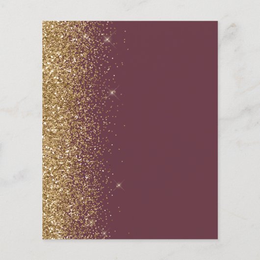 Budget Dark Burgundy Gold Glitter Wedding Invite (裏面)
