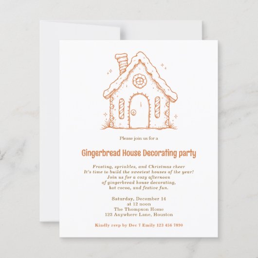 Budget Doodle Gingerbread House Decorating invite (正面)