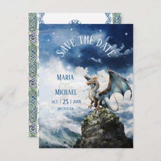 Budget Dragon Wedding Save the Date Postcard ポストカード (正面/裏面)