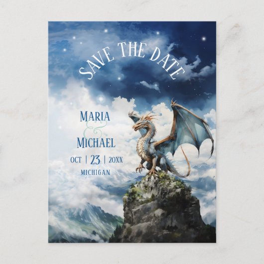 Budget Dragon Wedding Save the Date Postcard ポストカード (正面)