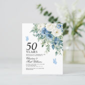 Budget Dusty Blue 50th Wedding Anniversary Invite (スタンド正面)