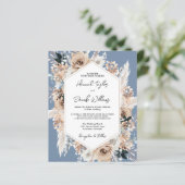 Budget Dusty Blue Boho Wedding QR Code RSVP Invite (スタンド正面)