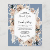 Budget Dusty Blue Boho Wedding QR Code RSVP Invite (正面)