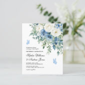 Budget Dusty Blue Flowers Wedding Invitation (スタンド正面)