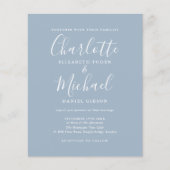 Budget Dusty Blue Script Photo Wedding Invitation (正面)