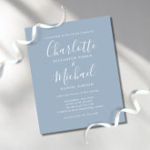 Budget Dusty Blue Script Photo Wedding Invitation