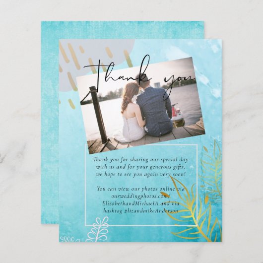 BUDGET DustyTeal金ゴールド結婚抽象芸術 (正面/裏面)