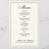 Budget elegant black cream ivory wedding menu チラシ (正面)