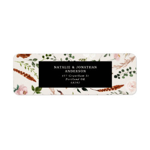 Budget elegant black terracotta floral wedding lab ラベル