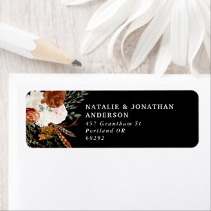 Budget elegant black terracotta floral wedding lab ラベル