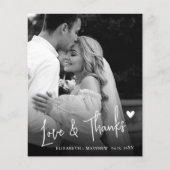 Budget Elegant Black White Photo Wedding Thank You (正面)