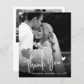 Budget Elegant Black White Photo Wedding Thank You (正面/裏面)