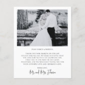 Budget Elegant Black White Photo Wedding Thank You (裏面)