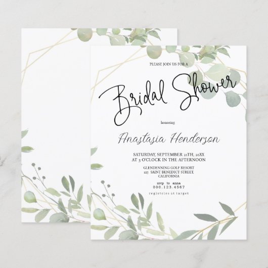 Budget Elegant Bridal shower. (正面/裏面)