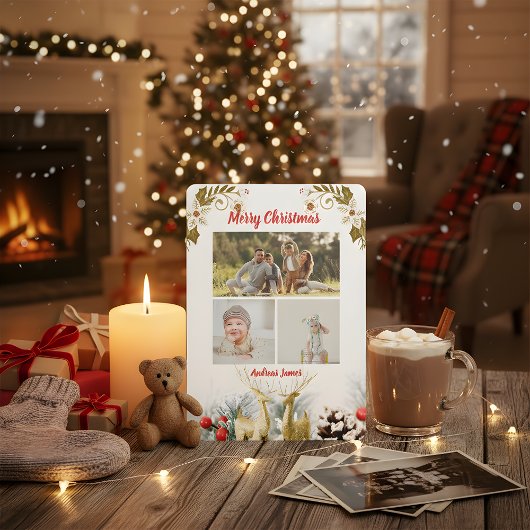 Budget Elegant Christmas 3 Photo Holiday Card 2025 シーズンカード