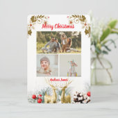 Budget Elegant Christmas 3 Photo Holiday Card 2025 シーズンカード (スタンド正面)