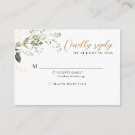 BUDGET Elegant Gold Greenery Eucalyptus Wedding エンクロージャーカード