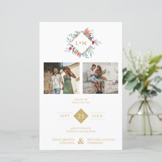 Budget Elegant Modern Initials Floral 2 Photos (スタンド正面)