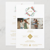 Budget Elegant Modern Initials Floral 2 Photos (正面/裏面)