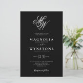 Budget Elegant Monogram QR Code Wedding Invitation (スタンド正面)