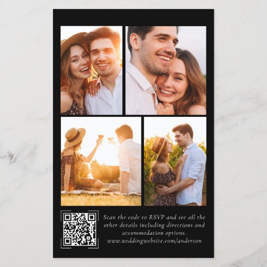 Budget Elegant Monogram QR Code Wedding Invitation (裏面)
