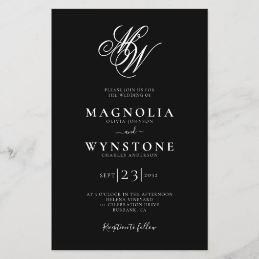 Budget Elegant Monogram QR Code Wedding Invitation (正面)