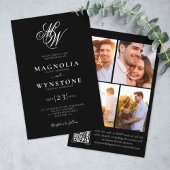 Budget Elegant Monogram QR Code Wedding Invitation