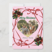 Budget Elegant Red Bow Christmas 3 Photo  シーズンカード (正面)