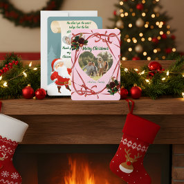 Budget Elegant Red Bow Christmas 3 Photo  シーズンカード