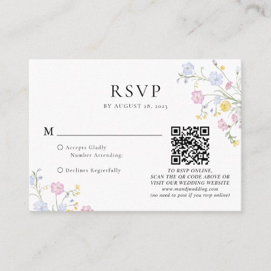 Budget Elegant Rococo Floral Crest Wedding QR Code エンクロージャーカード (正面)